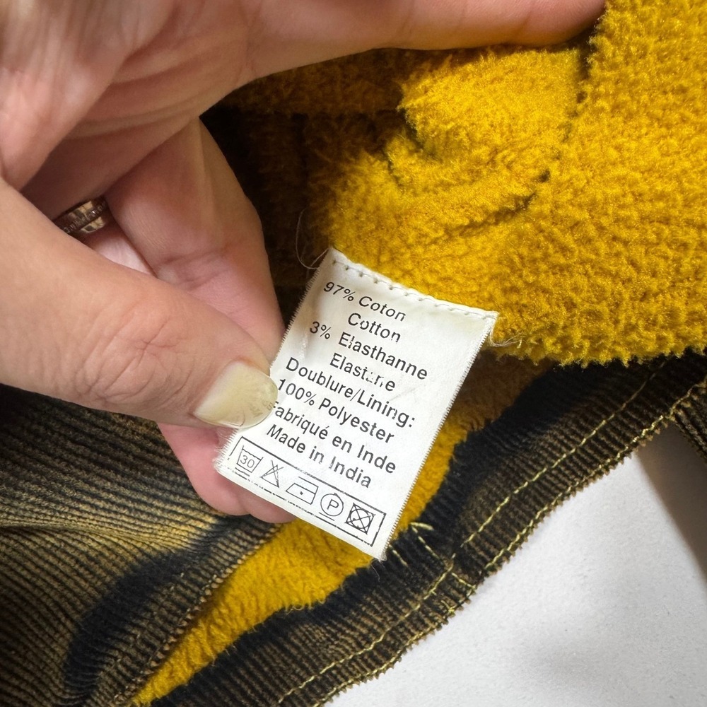 Vintage Y2K Corduroy Jacket Belted Fleece Warm Olive L Academia Steampunk Grunge - Picture 9 of 16